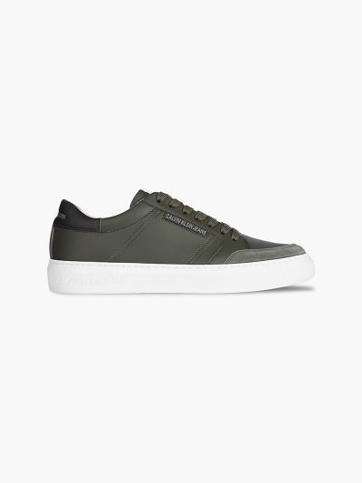 Calvin Klein Cipők HU727506 | Calvin Klein Faux Bőr Férfi Sportcipő Sötét Olivazöld